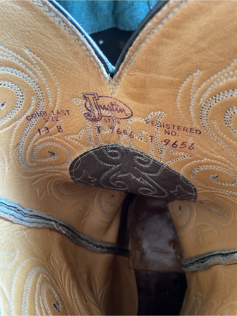 Justin Vintage Tan/Brown Genuine Python Snakeskin-Leather Cowboy Boots 13B Men's - Picture 9 of 10